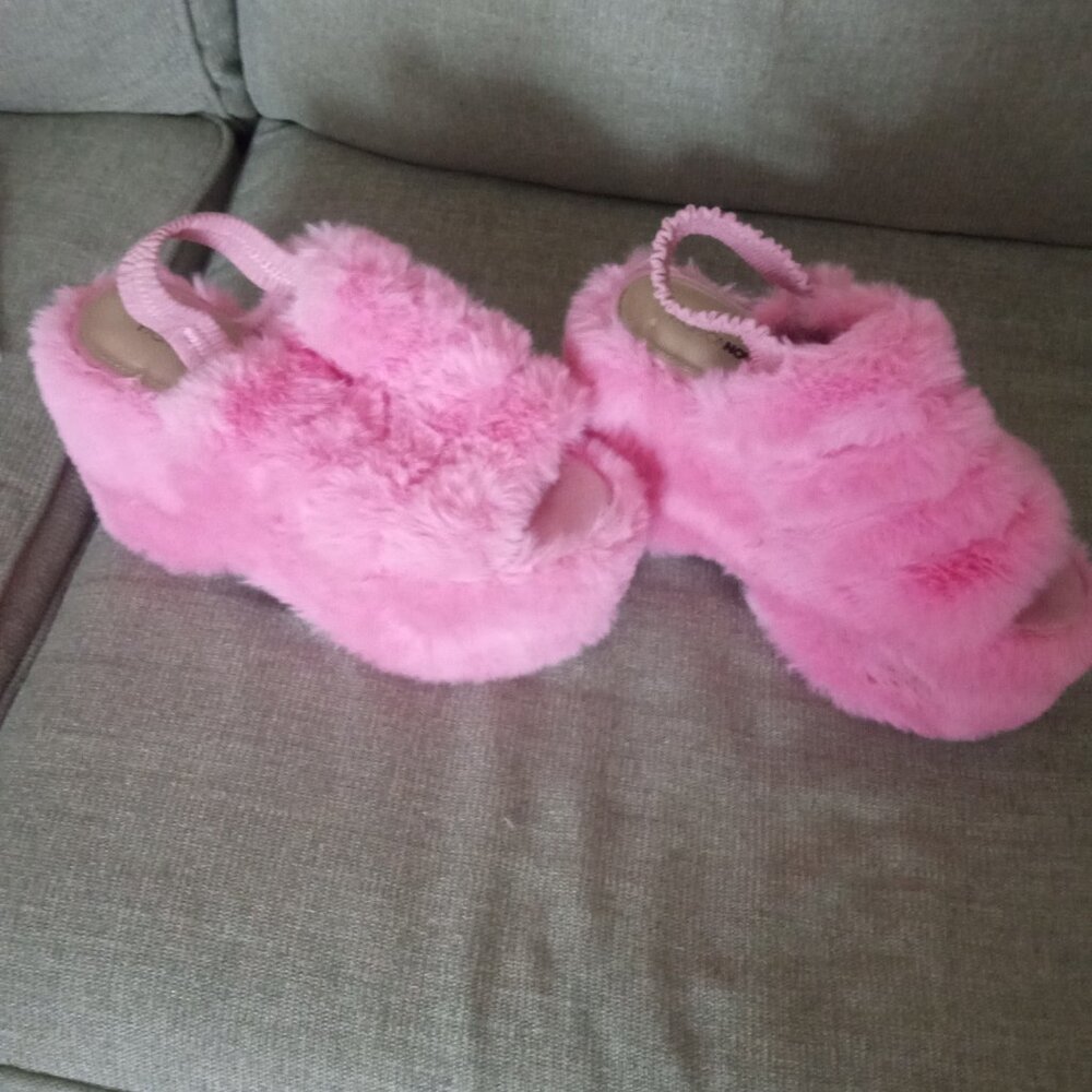 Furry platform heels